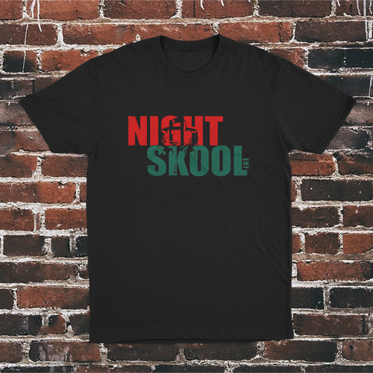 NightSkool Ent. Black T-Shirt with Red and Green Print