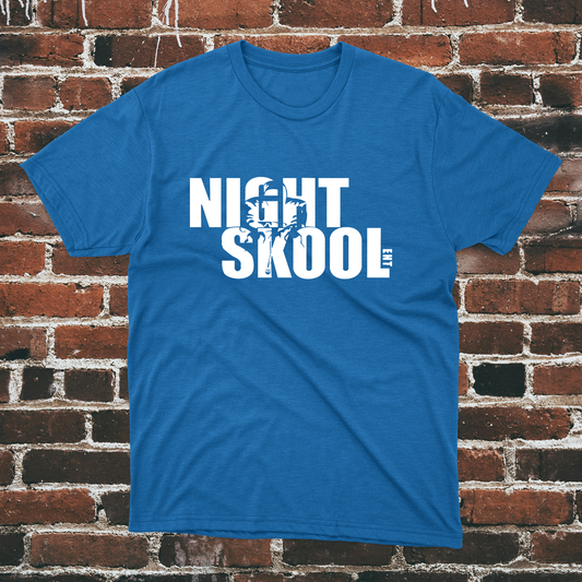 NightSkool Ent. Blue T-Shirt with White Print