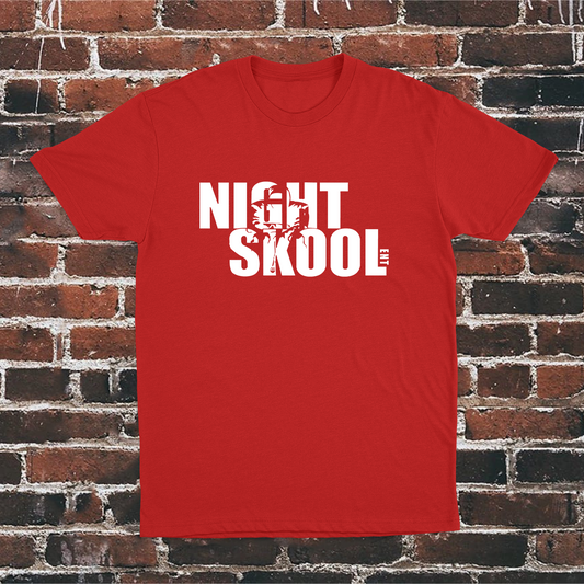 NightSkool Ent. Red T-Shirt with White Print