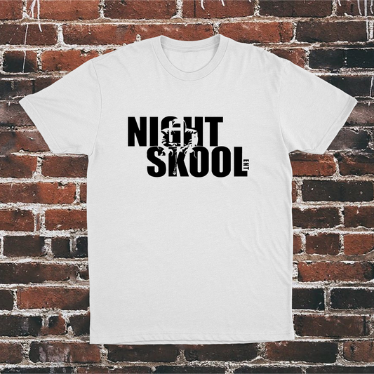 NightSkool Ent. White T-Shirt with Black Print